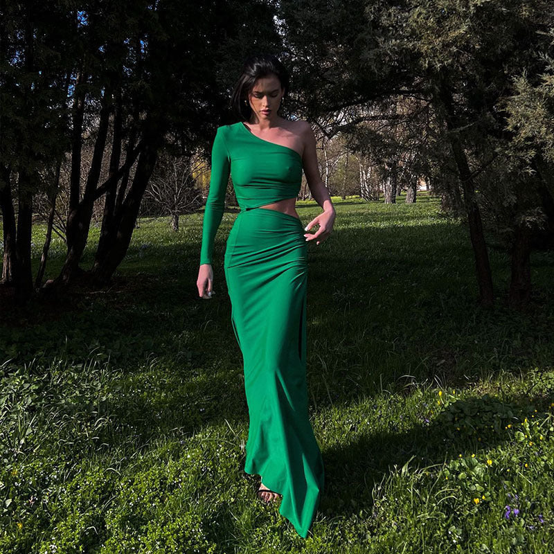 SABRINA Fold Split Dinner Temperament Dress