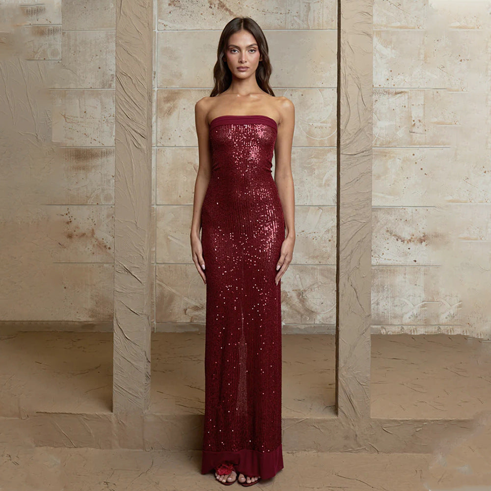 LOLITA Backless Slit Tube Top Dress