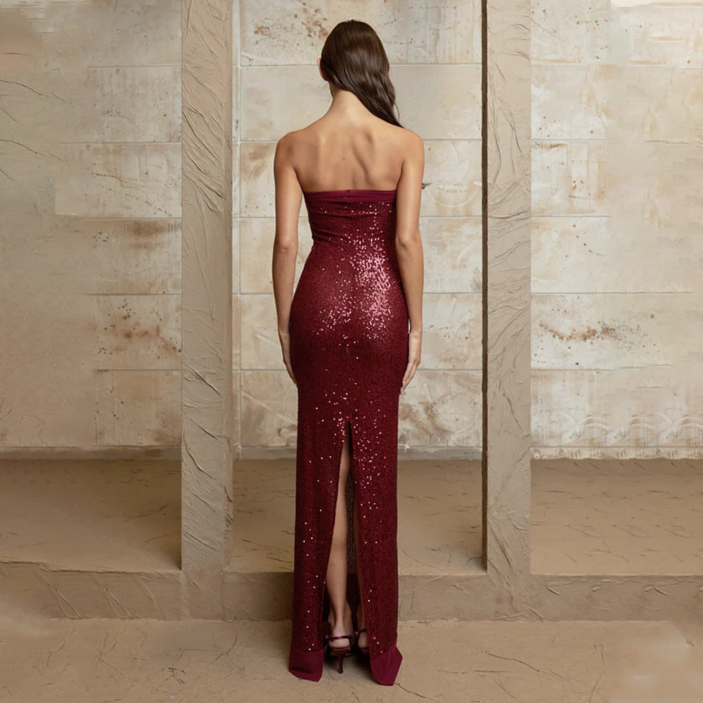 LOLITA Backless Slit Tube Top Dress