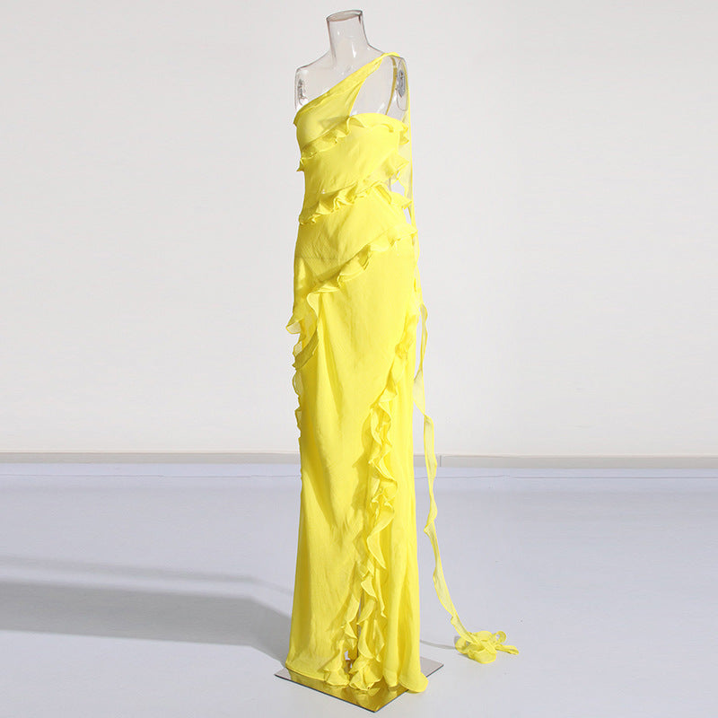 MARIA French Elegant Ribbon Split Dress Women