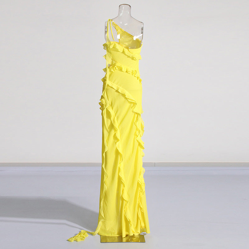 MARIA French Elegant Ribbon Split Dress Women