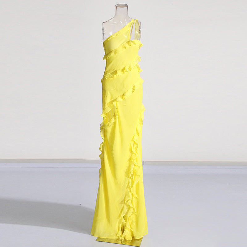MARIA French Elegant Ribbon Split Dress Women