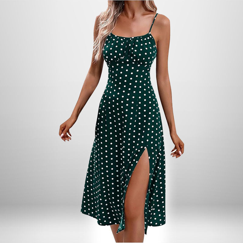 MILA Printed Self-tie Slit Sling Dress