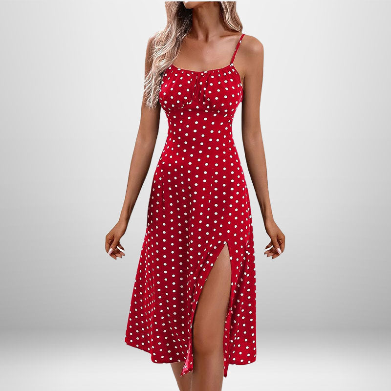 MILA Printed Self-tie Slit Sling Dress