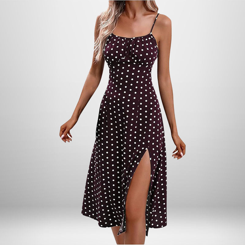 MILA Printed Self-tie Slit Sling Dress