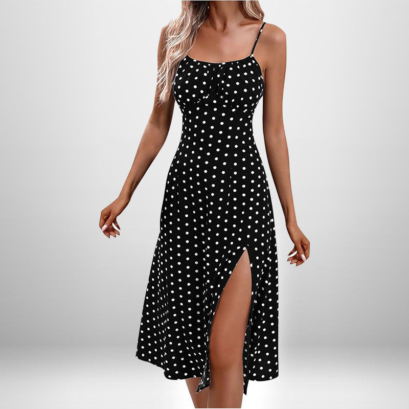 MILA Printed Self-tie Slit Sling Dress